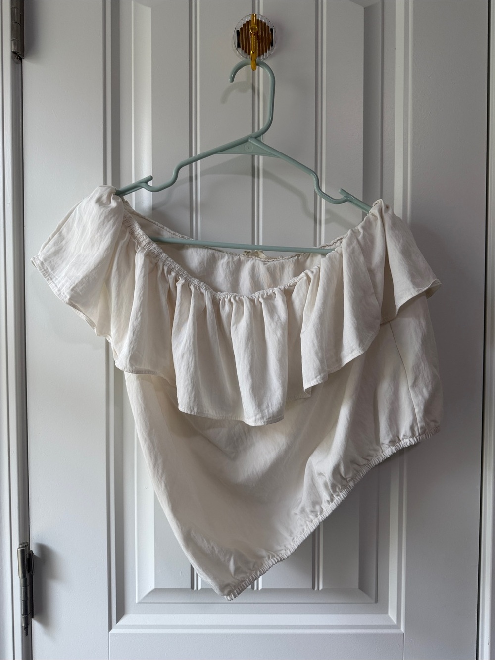 White Off The Shoulder Ruffle Blouse